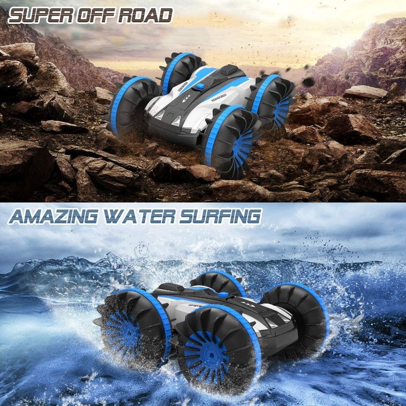 Photo 1 of Car Toys for 6-12 Year Old Boys Amphibious Remote Control Car for Kids 2.4 GHz RC Stunt Car for Boys Girls 4WD Off Road Monster Truck Christmas Birthday Gifts Remote Control Boat Beach Toy