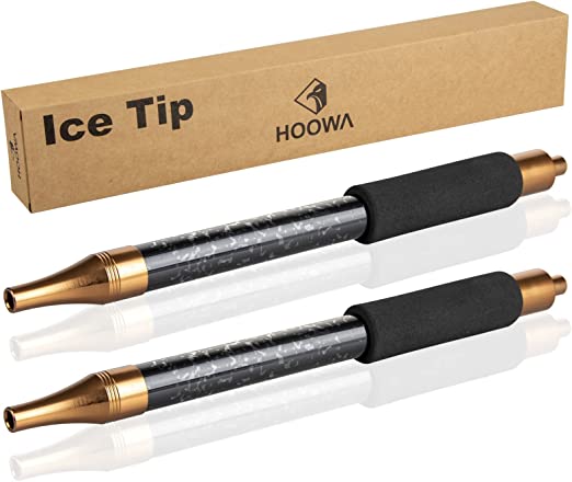 Photo 1 of 2 PCS Hookah Tips Ice Shisha Hookah Mouthpiece for Silicone Hookah Hose Gel Filling Soft Touch Handle Premium Hookah Accessories Gift Box (Gold Black)