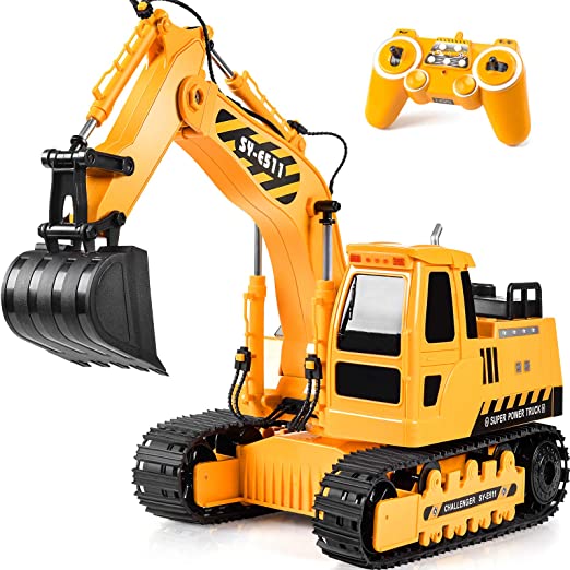 Photo 1 of DOUBLE E Remote Control Excavator RC Toy 1:20 RC Excavator Toy 3 Separate Motors Construction Tractor, 11 Channel Rechargeable RC Truck with Lights Sounds 2.4Ghz Transmitter for Boys Girls Kids