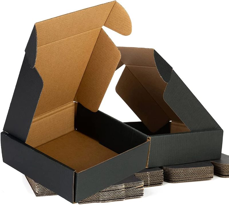 Photo 1 of 20 Pack Black Cardboard Small Shipping Boxes for Small Business - Small Corrugated Cardboard Box for Mailing Shipping Packaging (6x6x2 inch) 