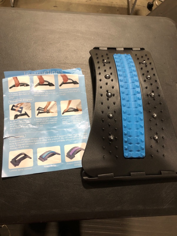 Photo 2 of Back Stretcher, Spine Deck Back Stretcher for Lower Back, 4-Level Back Cracker Black/Blue-4level