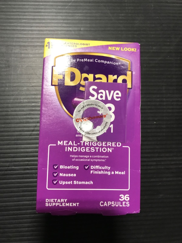 Photo 1 of FDgard® for Functional Dyspepsia (Recurring Indigestion) Symptoms Including, Abdominal Discomfort, Difficulty Finishing a Meal, Bloating, Nausea, 36 Capsules
EXP 03/ 2023