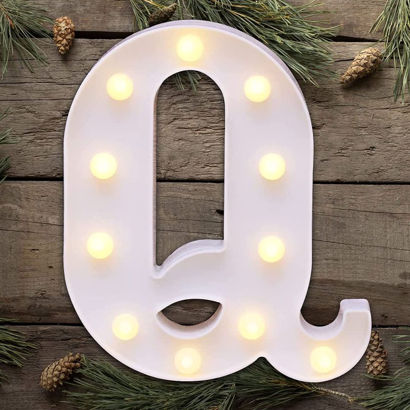 Photo 1 of 2 PC LED Marquee Letter Lights Sign - Christmas Decorations Clearance - Light Up Alphabet Letter for Home Party Wedding Decoration (Q)
