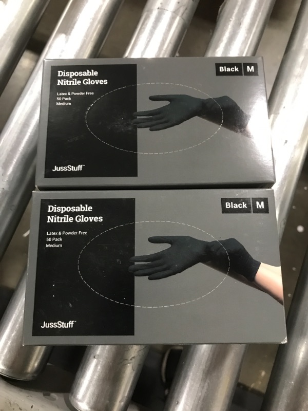 Photo 1 of 2 PACK Nitrile Gloves - Black - Box of 50 - M, 50PK
