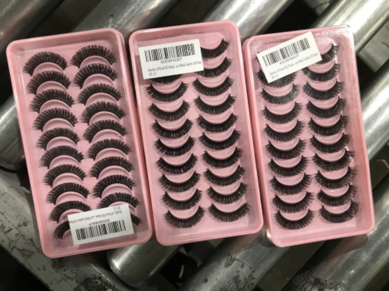 Photo 2 of (((3 PACK))) Kmilro 10 Pack 6D Russian Strip Lashes that Look Like Extensions, D Curl Lash Strips, 13mm Wispy Fluffy Volume False Eyelashes Natural Look, Faux Mink Lashes 10 Pairs (S78)
