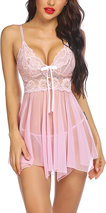 Photo 1 of Avidlove Women Lingerie Babydoll Lace Nightgown Mesh Chemise Boudoir Nighty Teddy Lingerie 