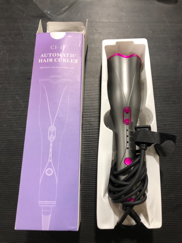 Photo 2 of Hair Curler, Nityrliv Automatic Curling Iron Auto Rotating Curling Wand Wavy Look Curly Hair Curling Tools Fast Heating Auto Shut-Off & 4 Temps & 3 Timer Setting (Gray)