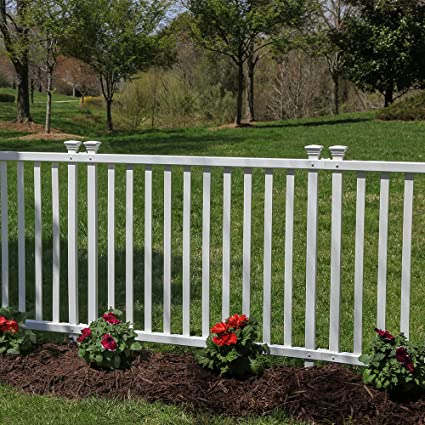 Photo 1 of Zippity Outdoor Products ZP19037 No Dig Baskenridge Semi-Permanent Vinyl Fence, White (36in H x 42in W)- 2 pack