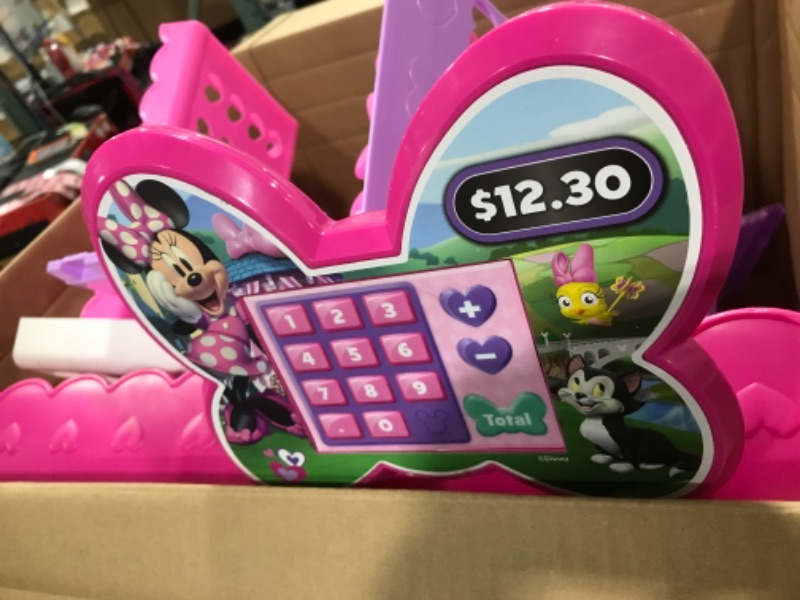 Photo 2 of Disney Junior Minnie Mouse Marvelous Market, Pretend Play Cash Register with Realistic Sounds, 38 Play Food Pieces and Accessories
