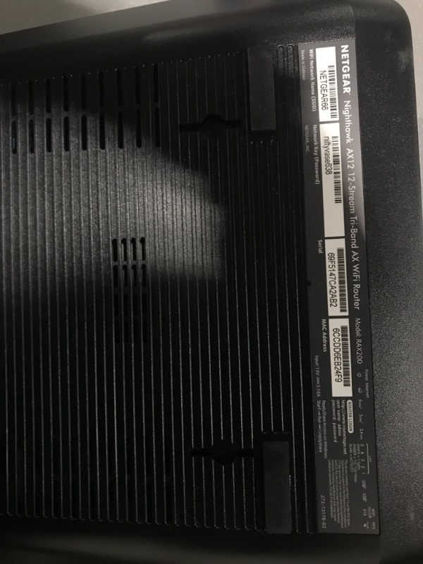 Photo 8 of Night hawk tri band AX12NETGEAR Nighthawk WiFi 6 Router (RAX200) 12-Stream Gigabit Router AX11000 Tri-Band Wireless Speed (Up to 10.8 Gbps) Coverage Up To 2500 sq.ft. And 50 Devices
