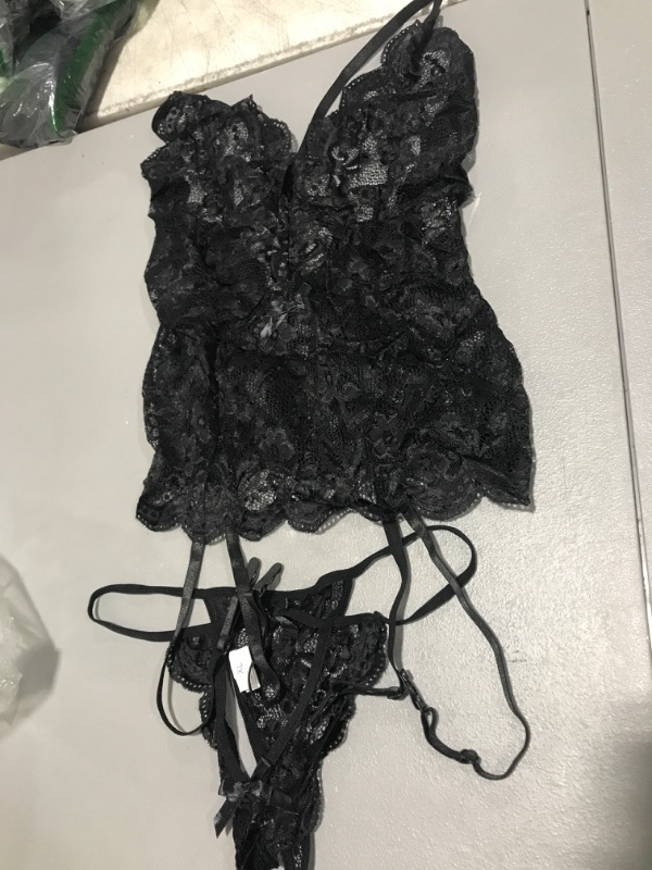 Photo 1 of 2 piece black lace lingerie Size XL