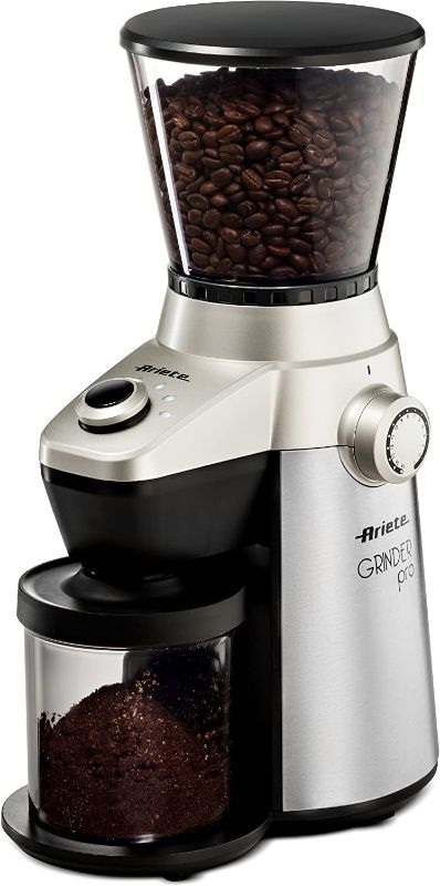 Photo 1 of Ariete Conical Burr Electric Coffee Grinder - Professional Heavy Duty Stainless Steel | Ultra Fine Grind with Adjustable Cup Size | 15 Fine - Coarse Grind Size Settings
