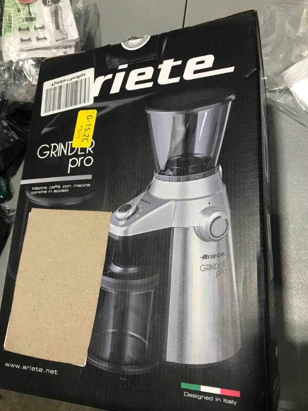 Photo 3 of Ariete Conical Burr Electric Coffee Grinder - Professional Heavy Duty Stainless Steel | Ultra Fine Grind with Adjustable Cup Size | 15 Fine - Coarse Grind Size Settings
