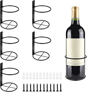 Photo 1 of 6 Pcs Spiral Wine Wall Holder, Yimerlen Wall Mounted Wine Rack, Metal Wine Bottle Display Holder for Wine Storage Wall Wine Theme Decor, Black (Upward Style)
