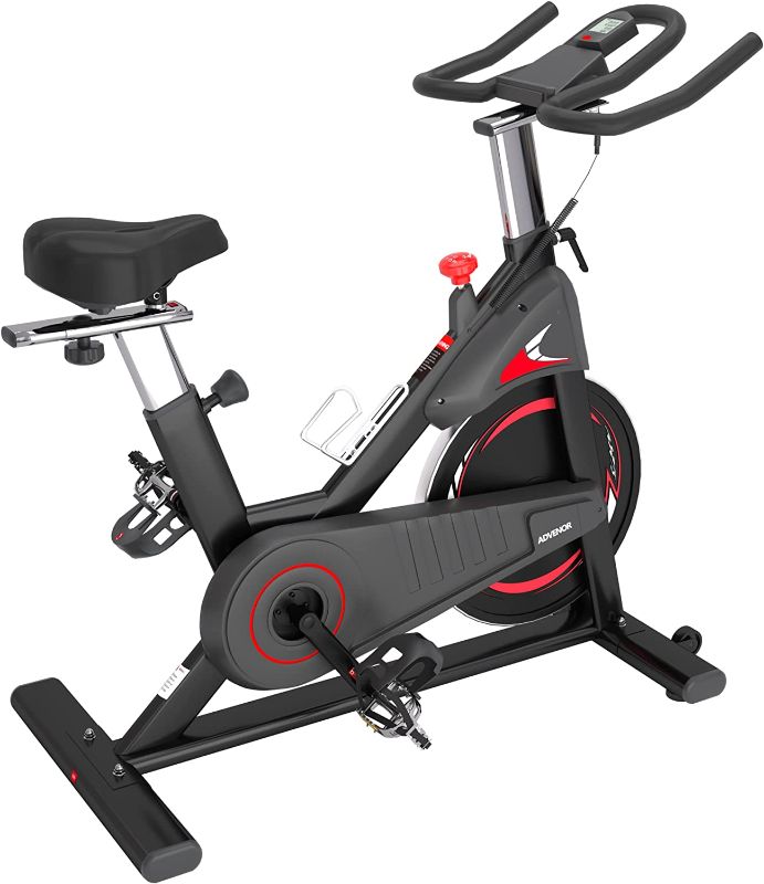 Photo 1 of ADVENOR Magnetic Resistance Indoor Cycling Bike, Belt Drive Indoor Exercise Bike Stationary LCD Monitor with Ipad Mount ?Comfortable Seat Cushion. 35 lbs Flywheel. 2022 Upgraded Version
