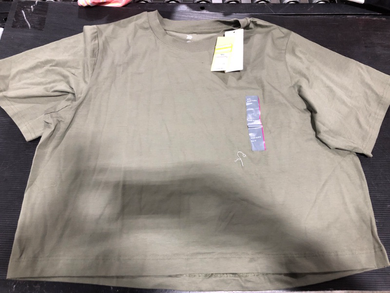 Photo 2 of All in Motion Women's Supima Cotton Cropped Short Sleeve Top - XX-Large Olive Green