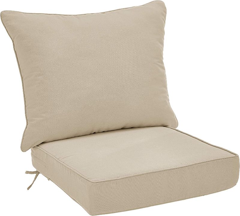 Photo 1 of Amazon Basics Deep Seat Patio Seat and Back Cushion Set - Khaki
