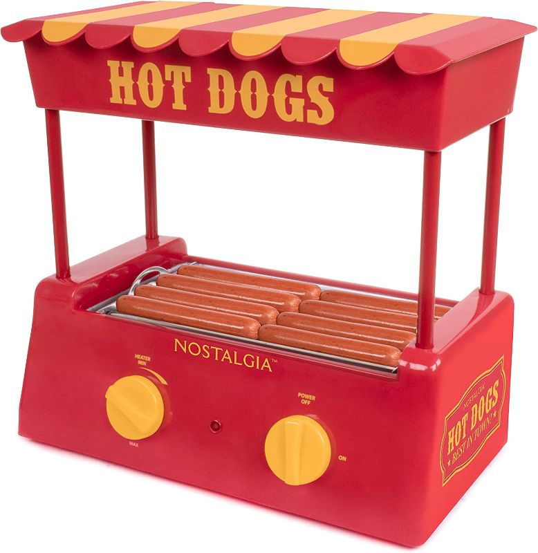 Photo 1 of Nostalgia Countertop Hot Dog Roller and Warmer, 8 Regular Sized Hot Dogs, 4 Foot Long Hot Dogs and 6 Bun Capacity, Stainless Steel Rollers, Perfect For Breakfast Sausages, Brats, Taquitos, Egg Rolls
