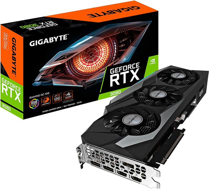 Photo 1 of GIGABYTE GeForce RTX 3080 Gaming OC 10G (REV2.0) Graphics Card, 3X WINDFORCE Fans, LHR, 10GB 320-bit GDDR6X, GV-N3080GAMING OC-10GD Video Card
