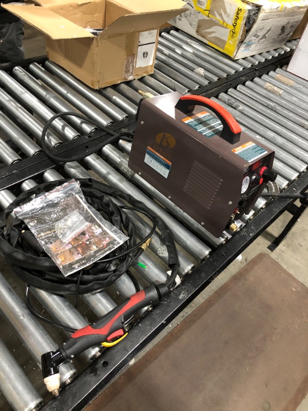 Photo 2 of Lotos Technology LTP5000D 50Amp Non-Touch Pilot Arc Plasma Cutter, Dual Voltage 110V/220V, 1/2 Inch Clean Cut, Brown
