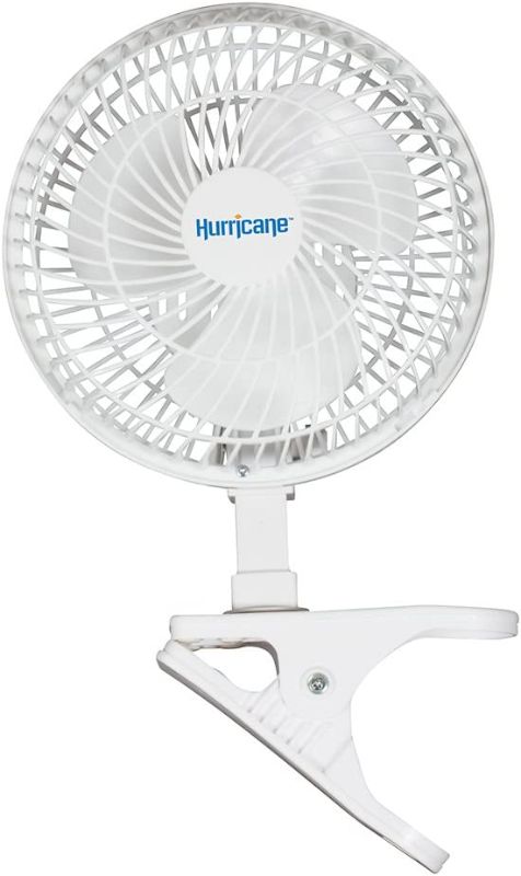 Photo 1 of Hurricane Classic 6 Inch Clip Fan - Portable Fan with Strong Clamp, Two Speed Settings, and Adjustable Tilt Mechanism
