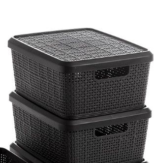 Photo 1 of Bino 2 pack storage bins with lid, black