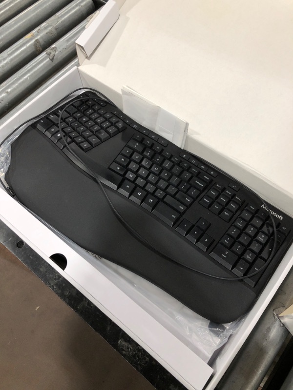 Photo 2 of Microsoft Ergonomic Keyboard - Black. Wired, Comfortable, Ergonomic Keyboard with Cushioned Wrist and Palm Support