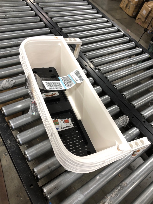 Photo 2 of Apollo Exports International AP-30312 24" Adjustable Railing Planter, Ratan Look, White