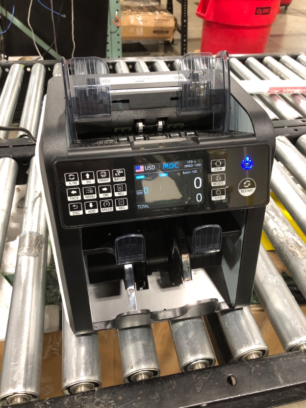 Photo 1 of MUNBYN Dual Money Counter Machine Mixed Denomination and Sorter, Sort on DENOM/FACE/ORI, Value Counting, Counterfeit Detection 2 CIS/UV/MG/IR, Print Enabled, Mixed Bill Counter, 3Y Protection
