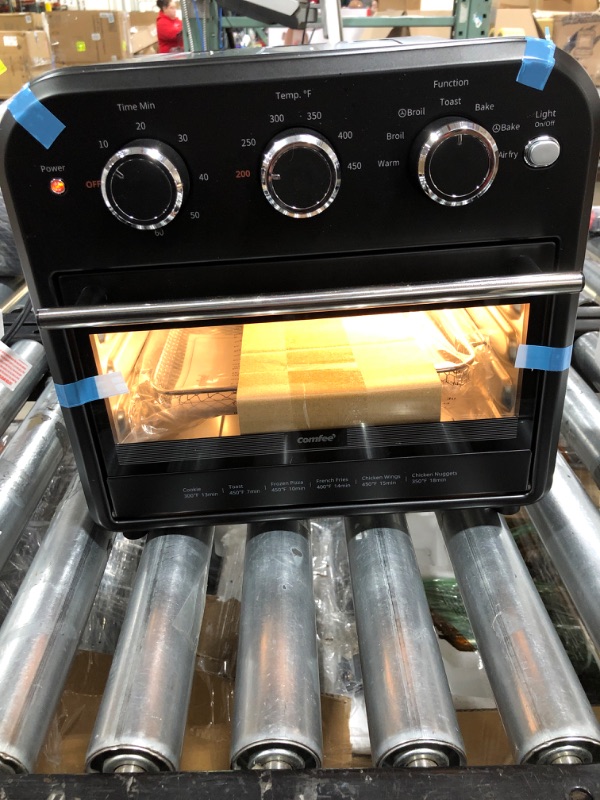Photo 1 of COMFEE' Retro Air Fryer Toaster Oven, 7-in-1, 1250W, 14QT Capacity, 4 Slice, Air Fry, Bake, Broil, Toast, Warm, Convection Broil, Convection Bake, Black, Perfect for Countertop (CO-A101A(BK)) 7-in-1 Air Fry