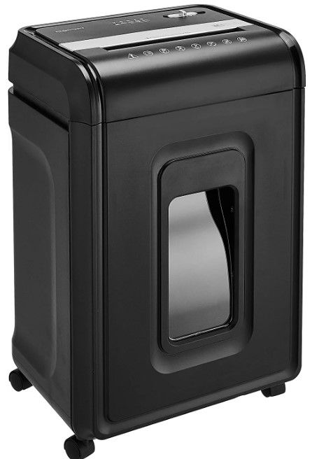 Photo 1 of Amazon Basics 24-Sheet Cross-Cut Paper, CD and Credit Card Home Office Shredder with Pullout Basket
