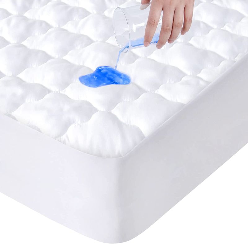 Photo 1 of  Queen Mattress Pad Cover Waterproof, Quilted Fitted Queen Mattress Protector with Ultra Soft & Absorbent Surface and Deep Pocket to 14 inch, Stain Protection
