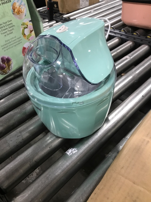 Photo 1 of Americana EIM-1400M 1.5 Qt Freezer Bowl Automatic Easy Homemade Electric Ice Cream Maker, Ingredient Chute, On/Off Switch, No Salt Needed, Creamy Ice Cream, Gelato, Frozen Yogurt, Sorbet, Recipe Book Motor 1.5 Quart Mint