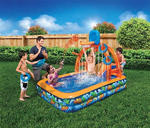 Photo 1 of BANZAI Wild Waves Water Park, Length: 88 in, Width: 52 in, Height: 53 in, Inflatable Outdoor Backyard Water Splash Toy
