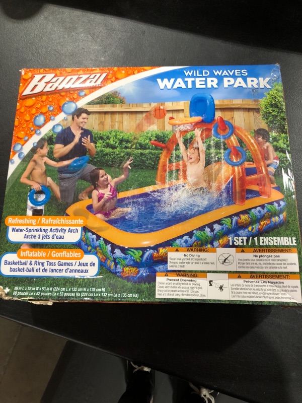 Photo 2 of BANZAI Wild Waves Water Park, Length: 88 in, Width: 52 in, Height: 53 in, Inflatable Outdoor Backyard Water Splash Toy
