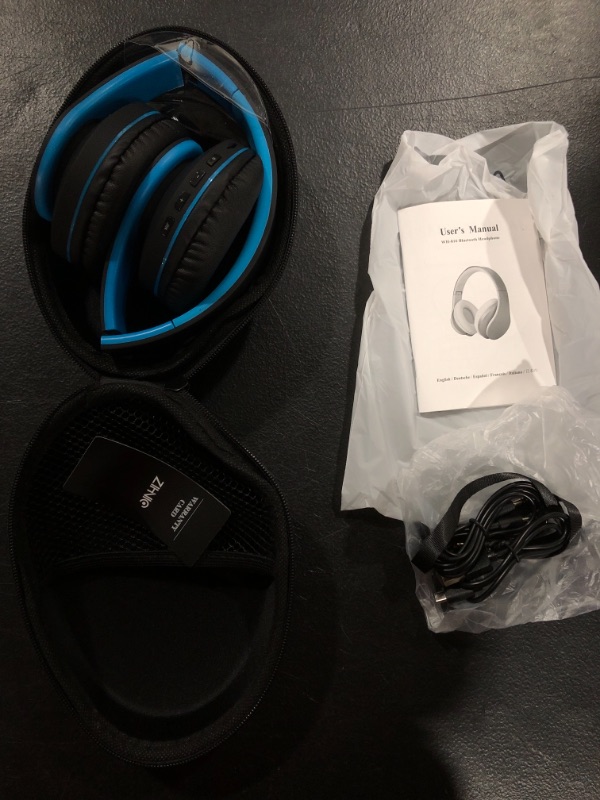 Photo 2 of ZIHNIC Bluetooth Headphones Over-Ear, Foldable Wireless and Wired Stereo Headset Micro SD/TF, FM for Cell Phone,PC,Soft Earmuffs &Light Weight for Prolonged Wearing (Black/Blue)
