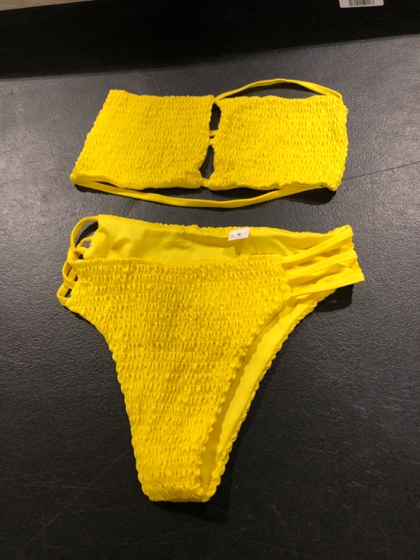 Photo 1 of yellow bikini set size small 