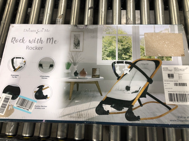 Photo 2 of Dream on Me Rock with Me 2-in-1 Rocker and Stationary Seat | Compact Portable Infant Rocker with Removable Toys Bar & Hanging Toys in Black & Grey
Dimensions: 27.5 inches (L) x 15.75 inches (W) x 22 inches (H)