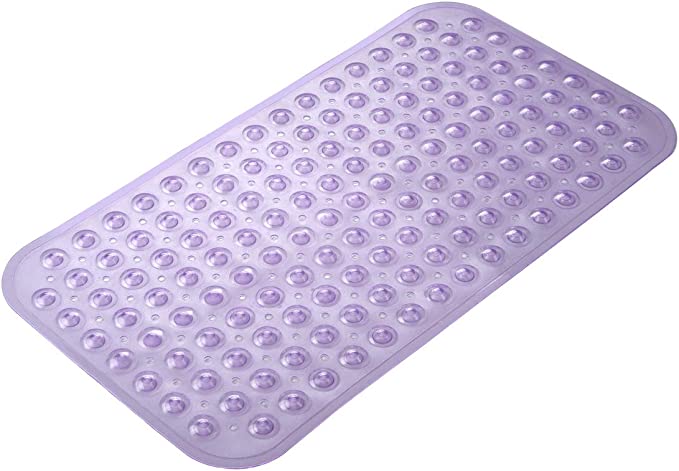 Photo 1 of AmazerBath Bath Tub Mat, Medium Size 27.6 x 15 Inches Non-Slip Shower Mats with Suction Cups and Drain Holes, Bathtub Mats Bathroom Mats Machine Washable (Clear Purple)