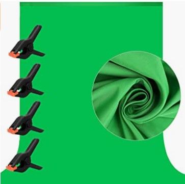 Photo 1 of 10 X 7 FT Green Screen Backdrop for Photography, Chromakey Virtual GreenScreen Background Sheet for Zoom Meeting, Cloth Fabric Curtain with 4 Clamps for YouTube Video Studio Calls Streaming Gaming VR

