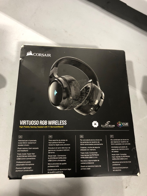 Photo 2 of Corsair Virtuoso RGB Wireless Gaming Headset - High-Fidelity 7.1 Surround Sound w/Broadcast Quality Microphone - Memory Foam Earcups - 20 Hour Battery Life - Works with PC, PS4 – Carbon, Premium
