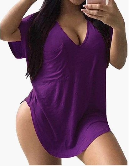 Photo 1 of ALLEGRACE Womens Casual Scoop Collar Plus Size T Shirts Summer Tops Tee
