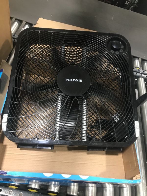 Photo 2 of PELONIS 3-Speed Box Fan For Full-Force Circulation With Air Conditioner, Upgrade Floor Fan, Black Black Fan