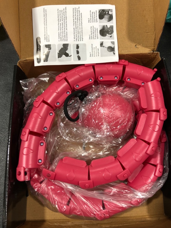 Photo 1 of Weighted Smart Hoola Hoop That Will not Fall, 2 in 1 Abdomen Fitness Exercise Massage Hoola Hoops,24 Sections Detachable Hoola Hoop, Suitable for Adults/Kids Weight Loss by Fun Way Pink
