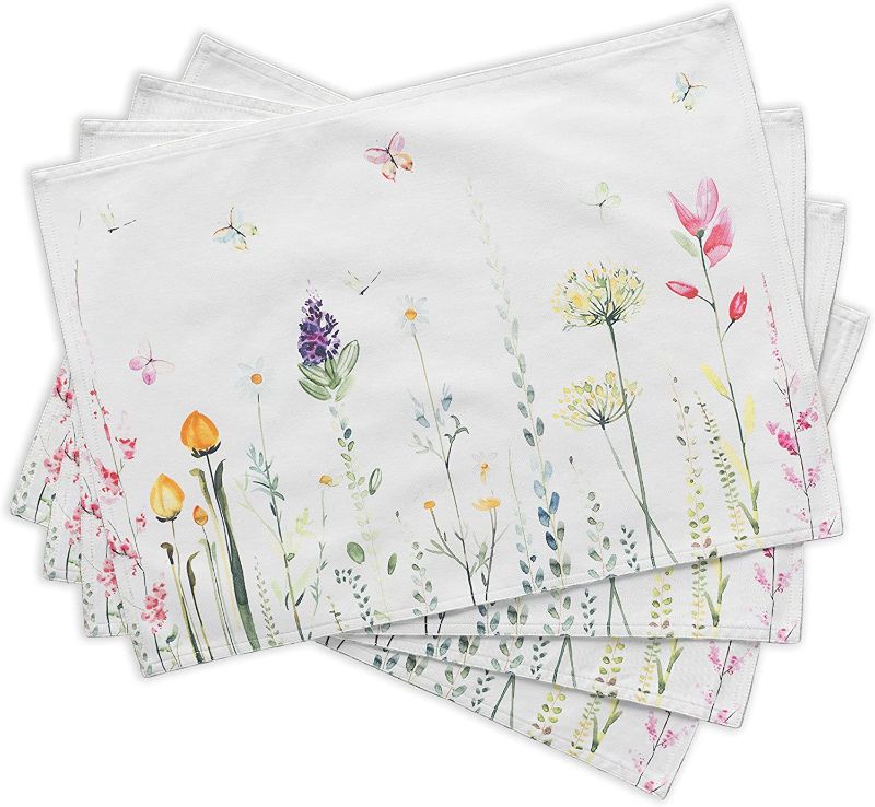 Photo 1 of 100% Cotton Placemats Botanical Fresh Maison d' Hermine Soft & Elegant Set of 4 for Family Dinners Kitchen Dining Cocktail Parties Wedding Spring/Summer (13"x19")
