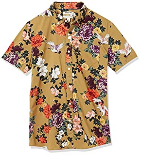 Photo 1 of Amazon Brand - Goodthreads Men's Standard-Fit Short-Sleeve Printed Poplin Shirt, Floral Stork, Medium Tall