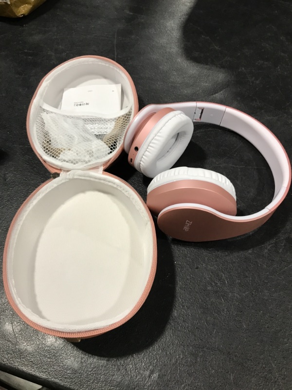 Photo 2 of ZIHNIC Bluetooth Headphones Over-Ear, Foldable Wireless and Wired Stereo Headset Micro SD/TF, FM for Cell Phone,PC,Soft Earmuffs &Light Weight for Prolonged Wearing(Rose Gold)
