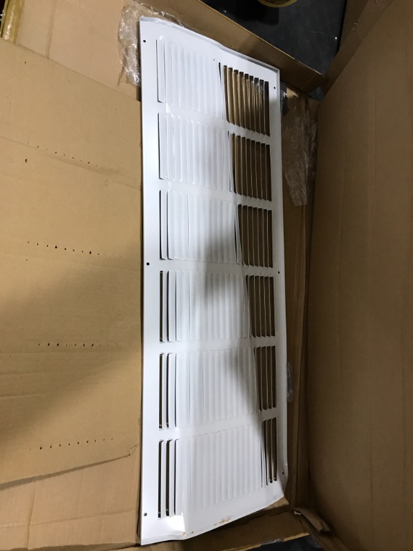 Photo 2 of 30"w X 10"h Steel Return Air Grilles - Sidewall and Ceiling - HVAC Duct Cover - White [Outer Dimensions: 31.75"w X 11.75"h]
