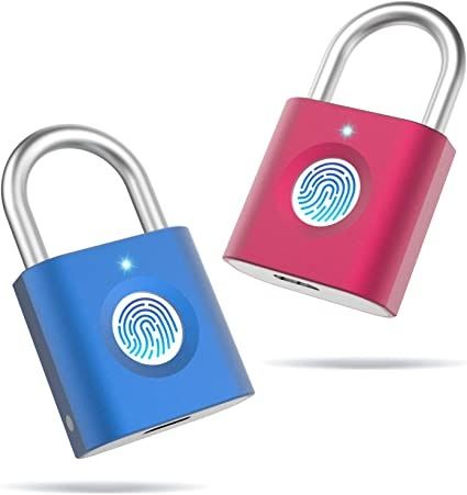 Photo 1 of Fingerprint Padlock, Mini Combination Lock, Small Biometric Lock with Keyless, Fingerprint Lock with USB Charging, for Gym, School, Suitcase, Luggage, Storage-2Packs(Blue+Red)
