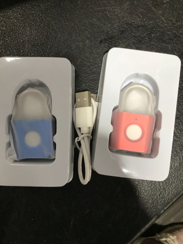 Photo 2 of Fingerprint Padlock, Mini Combination Lock, Small Biometric Lock with Keyless, Fingerprint Lock with USB Charging, for Gym, School, Suitcase, Luggage, Storage-2Packs(Blue+Red)
